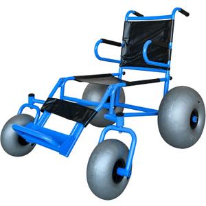 Portable Beach Wheelchair for Soft Sand, Blue Aluminum Alloy Frame with 16" Balloon Wheels Easily Disassembles for Adults 250lb Capacity