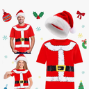 Geyoga 2Pcs Christmas Santa Claus Costume Xmas Funny Santa Shirt and Hat for Men, Size 2XL