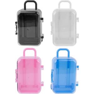 Framendino, 4 Pack Mini Plastic Travel Hard Suitcase Box Reception Candy Case for Wedding Decoration Large