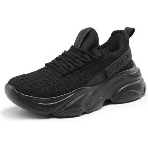 DREAM PAIRS Women's Platform Chunky Fashion Sneakers Slip on Walking Stylish Lightweight Classic Casual Sneaker (6.5, Black)
