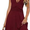 WKIOR Womens Sundress Summer Beach Vacation Sleeveless Halter Neck A-Line 2026 Boho Floral Midi Dress with Pockets, Red, L