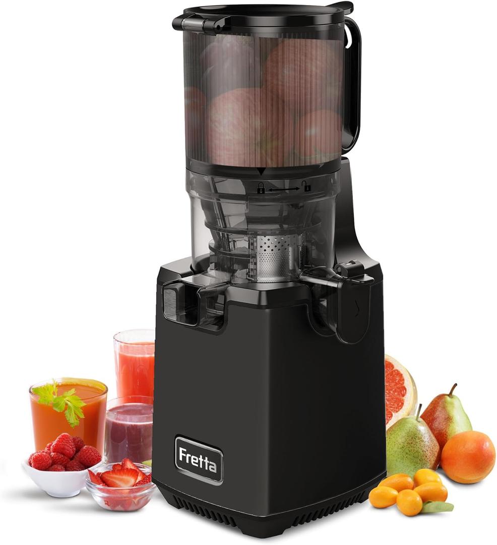 Cold Press Juicer,Juicer Machines Vegetable and Fruit, 5.3'' Self Feeding Masticating Slow Juicer, BPA-Free, 250W DC Motor, Quiet and Powerful, Easy to Clean,Perfect for Batching Juicing, Black