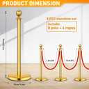8 Pack Upgraded Stainless Steel Stanchions and Velvet Ropes 5FT Extended Red Carpet Ropes Poles Crowd Control Safety Barriers Set with Stable Base for Theaters Parties Wedding Exhibition (Gold)