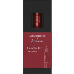 Moleskine x Kaweco, Fountain Pen, Medium Nib, Red with Blue Ink (1 Count (Pack of 1))