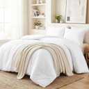CozyLux California King Comforter Set White, 3 Pieces Cal King Solid Breathable Quilted Bedding Sets for All Seasons, Luxury Soft Lightweight Bed Set with Down Alternative Comforter and 2 Pillowcases