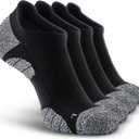 Men's No Show Compression Athletic Socks, Cushioned for Running Hiking (Large, Black-4 Pairs)