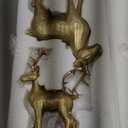 DN DECONATION Reindeer Christmas Decorations  2 PCS Gold Xmas Deer Decor Figurines  Tabletop Vintage Resin Christmas Decor Indoor, Reindeer Sculptures for Home Winter Room