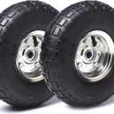 AR-PRO (2 Pack) 4.10/3.50-4 Tire and Wheel, Replacement Pneumatic Tires 10-Inch Wheel with 5/8" Bearings and 2.2" Offset Hub, Compatible with Hand Truck, Wheelbarrow, Wagon, Gorilla Carts