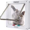 CEESC Cat Flap Door Magnetic Pet Door with 4 Way Lock for Cats, Kitties and Kittens, 2 Sizes and 2 Colors Options (L- Inner Size: 7.08"(W) x 7.48"(H), White)