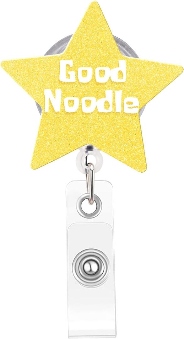 Funny Nurse Badge Reel, Good Noodle Badge Holder with Retractable Clip, Cute Gifts for Nursing Student RN LPN CNA MA Medical Worker Teacher Doctor