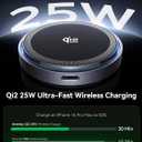 THREEKEY for MagSafe Charger, Qi2 25W Fast Charging Pad with Cooling Fan, Magnetic Wireless Charger with 6.6ft Cable for iPhone 17/16/15 Series (Adapter Not Included)