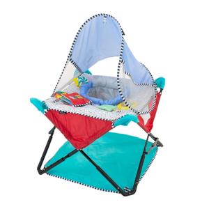 Bright Starts, Pop 'N Jump Portable Baby Activity Center, Indoor Outdoor Use, Lightweight, Carrying Bag, Canopy, 6-12 Months (Animals) (Sweets)
