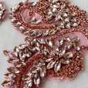 Handmade Rhinestone Applique Decorative Mesh Patch Corset Accessories are Suitable for Wedding Dresses 1 Pair/Set 4.7X15.7inches (Pink)