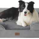 42 inch Orthopedic Dog Bed with Bolster for Extra Large Dogs - XL Washable Dog Sofa Bed Egg-Foam Supportive Removable Washable Plush Cover Waterproof Lining and Nonskid Bottom,Dark Grey (X-Large-42"L x 30"W x 7.5")