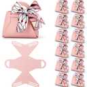 yadiana 12 Pack Pu Leather Purse Gift Bags with Handle, Cute Wedding Candy Purse Gift Boxes with Ribbon, Reusable Mini Party Favor Bags for Baby Shower Birthday Christmas Halloween Decoration (Pink)