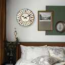 Large Wall Clocks for Living Room Decor 16 Inch Round Decorative Clocks for Walls Non Ticking Wall Clock Battery Operated(No Solid Wood, It is with MDF Material)