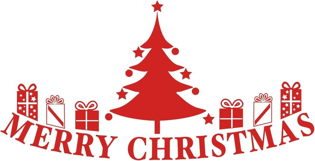 Family Merry Christmas Loving Quote Wall Decal Decoration Christmas Tree Silhouette Christmas Gifts Presents Holiday Gift Lasts Years and Easily Removable - Size: 20 in(W) x 14 in(H)