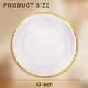 ejonirinjonir EI 13 Inch Gold Charger Plate,50pcs Clear Charger Plates with Gold Rim,Disposable Chargers Plate,Plastic Chargers Plates for Dinne Family Party and Wedding
