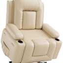 GarveeHome Power Lift Recliner Chair - Heat and Massage, Faux PU Electric Lift Recliner for Elderly & Mobility Impaired, Adjustable Back and Legs, Heavy Duty Lift Chair for Seniors (Beige)