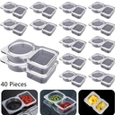 40 Pcs Double Compartment Condiment Container, Reusable Snack Containers, Condiment Containers with Lids, Sauce Containers for Snacks, Dips, Takeout, Travel and Outdoor Camping