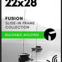 Americanflat 22x28 Poster Frame with Polished Front Cover - Slide-In Photo Frame with Buildable Molding - Fusion Collection - Picture Frames for Wall Display - Black