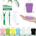 Hahood 160 Pieces Square Flower Plant Pots 3 Inch Flower Seedling Nursery Pots with Pallet Colorful Mini Plastic Planters with Labels and Tools for Room, Garden, Office and Balcony, 8 Colors