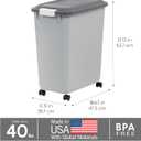 IRIS USA Dog Food Storage Container with Wheels, Airtight Lid, 2-Cup Scoop, Up to 40 Pounds Pet Food Storage, Built in Scoop Storage in Lid, Versatile Pet Food Bin, Portable, BPA Free, Gray/Dark Gray, 40 Lbs