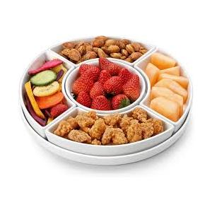 MALACASA Porcelain Divided Serving Dishes, Appetizers Tray, Serving Tray for Party  Perfect for Chips and Dip, Fruit, Veggies, Candy and Snacks, Divided Serving Platter, Relish Tray, White