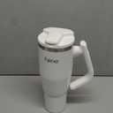 40 oz Tumbler with Rotated Handle & Flip Straw | Triple Layer Vacuum Insulated Stainless Steel Cup, Leak Resistant Water Bottle for Water, Iced Tea or Coffee | Gifts for Women & Men - White