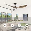 Roomratv Ceiling Fans with Lights,52 Inch,Quiet & Strong Motor,6 Speeds,3CCT,Timer,Easy to Install,Black Modern Ceiling Fan for Living Room,Bedroom,Kitchen,Office,Farmhouse,Patios, 52 inches-3 blades