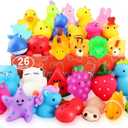 Squishies, 26 Pack Mochi Squishy Toys - Kawaii Cat Squishys Slow Rising Animals - Party Favors, Goodie Bag, Birthday Gifts, Mini Squishies Stress Reliever Toy Pack