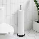 Toilet Paper Holder Stand,Free Standing Toilet Paper Holder with Reserve Function,Rustproof Matte Black Toilet Paper Holders Free Standing,Non-slip&No Drilling Toilet Paper Stand Designed for Easy Use (24.37in)