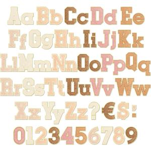 134 Pcs 5 Inch Bulletin Board Letters for Classroom Alphabet Numbers Combo Set Cutouts Letter for Bulletin Board Display Chalkboard School Decor(Boho)