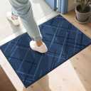 COSY HOMEER Front Door Mat Low Profile Non-Slip Doormat for Entryway, Absorbent Dirt Trapper Washable Entrance Mat, Sturdy Polyester Doormats (32"x20", Blue) (2'8" x 1'8" (Rectangular))