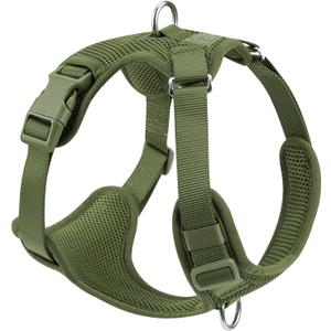 No Pull Dog Harness for Small Medium Large Dogs - Adjustable 2 Layer Mesh Dog Vest with Dual Clip, Escape Proof, Quick Release, Lightweight Breathable Mesh for Walking Hiking (Misty Green, Medium)