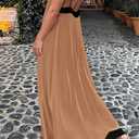 PRETTYGARDEN Womens Maxi Dress 2026 Summer Sundress V Neck Spaghetti Strap Flowy Elegant Party Dresses Beach Vacation Clothes (Beige, S)