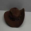 Lanzom Women Men Classic Felt Wide Brim Western Cowboy Cowgirl Hat with Belt Buckle (Large-X-Large, Coffee 1)