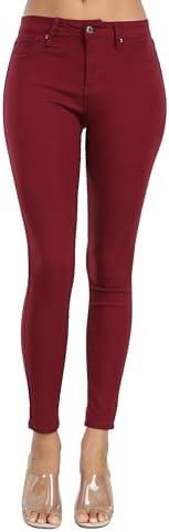 WAYRUNZ Womens Hyper Ultra Stretch Comfy Pants Colored Mid-Rise Skinny Jean Juniors Jegging, Size 10