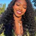V Part Wig Curly Wig Afro Loose Wave Wear and Go Glueless Wigs for Black Women, Synthetic Hair Full Head Clip in Half Wig as Human Hair No Leave Out (#1B, 22 Inch)