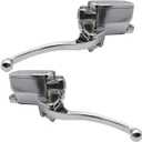 GXARTS 1 Pair Brake Master Cylinder Set Clutch Chrome Levers Compatible with Honda Shadow VTX1800 Compatible with Kawasaki Vulcan for Yamaha Road Star for Suzuki 1990-2007 25mm Left & Right