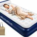 KMZ QueenAir Mattress with Headboard & Built-in Pump, 16” Raised Inflatable Mattress for Guests & Home, Portable Blow Up Bed with Fast Inflation, Comfortable Air Bed for Indoor Use