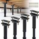 YHK 4PCS Adjustable Height Bed Support Legs 7.8-13.0inch, Heavy Duty Bed Frame Support Legs for Bed Slat and Frame, Plastic Bed Frame Support Replacement Bed Support Reinforcement Parts