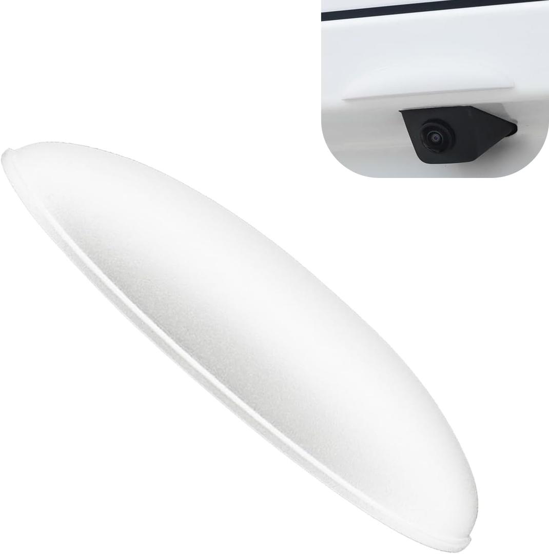 Car Rear View Camera Cover, Wider Longer Waterproof Protective Shield for Clear Imaging, ABS Anti-rain Reversing Cam Guard with Self-adhesive, Universal Exterior Modification for Cars (White)