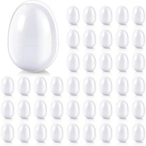 Seenelling 50 Pcs Plastic Easter Eggs Bulk Empty Eggs 2.36'' Fillable Easter Egg Shakers Percussion Musical Egg Surprise Egg Hunt for Easter Gifts Prize Party Supplies Decorations (White)