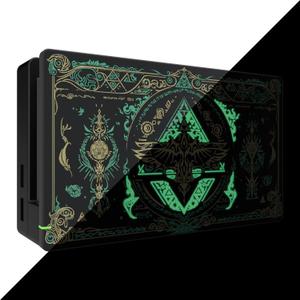eXtremeRate Custom Soft Touch Grip Faceplate for Nintendo Switch Dock, Glow in Dark - Totem of Kingdom Black DIY Replacement Housing Shell for Nintendo Switch Dock - Dock NOT Included