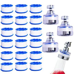 21Pcs Sink Water Filter Faucet With Cartridges, Universal 360  Rotating Kitchen Faucet Water Filter Removes Fluoride Heavy Metals Hard Water Compatible with most Bathroom/Kitchen/Laundry Sink Faucets