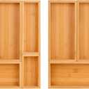 bamboo drawer organizer Setexpandable drawer dividers,wooden storage organizers,large trays for kitchen, bathroom,flatware,Tea Bag Organizer (2 X 5PCS Natural)