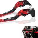 Motorcycle Aluminum CNC Adjustable Foldable Extendable Brake Clutch Levers for Yamaha YZF R1 2004-2014 YZF R6 2005-2016 (Red&Black)