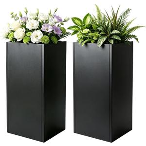 15"x15" x 30" Tall Metal Planter Box 2 Pack, Steel Planter Outdoor