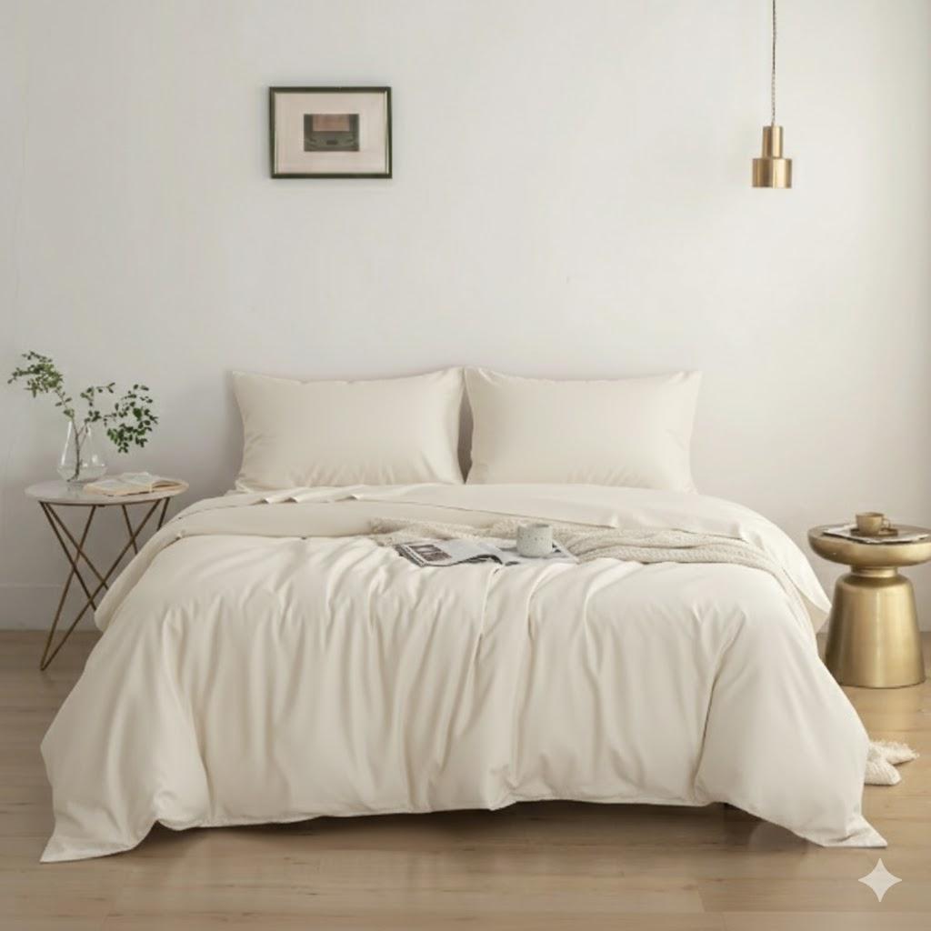 PHF Linen Duvet Cover King Size, 85% Rayon Derived from Bamboo & 15% Natural Linen, Airy Breathable Duvet Set for Hot Sleepers, 3PCS Luxurious Comforter Cover Bedding Collection, 104"x90", Linen Cream